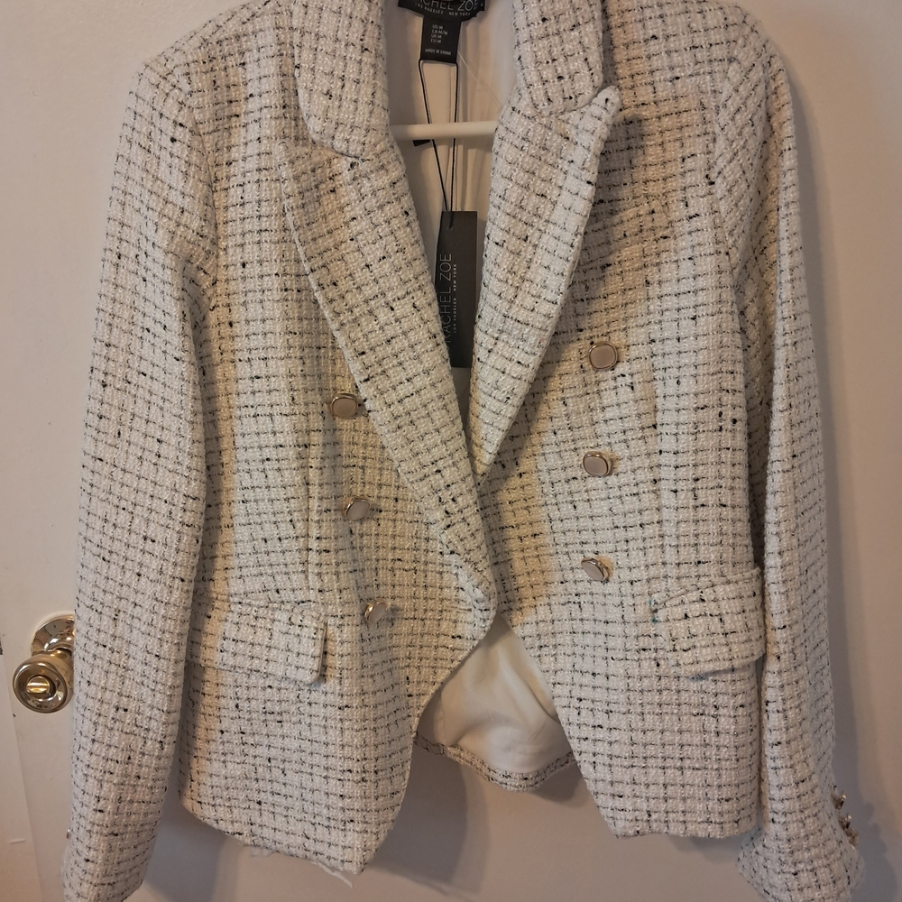 Rachel Zoe Ivory Tweed Blazer